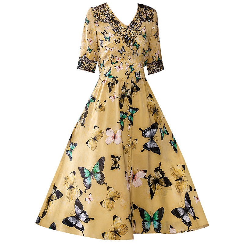 Summer V-neck Dresses, High-end, Luxury, Big-name Temperament, Age Reduction, Popular Skirts - Image 5