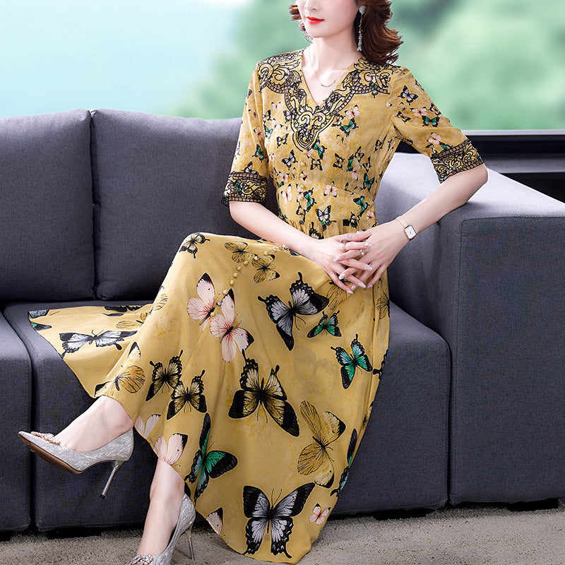 Summer V-neck Dresses, High-end, Luxury, Big-name Temperament, Age Reduction, Popular Skirts - Image 3