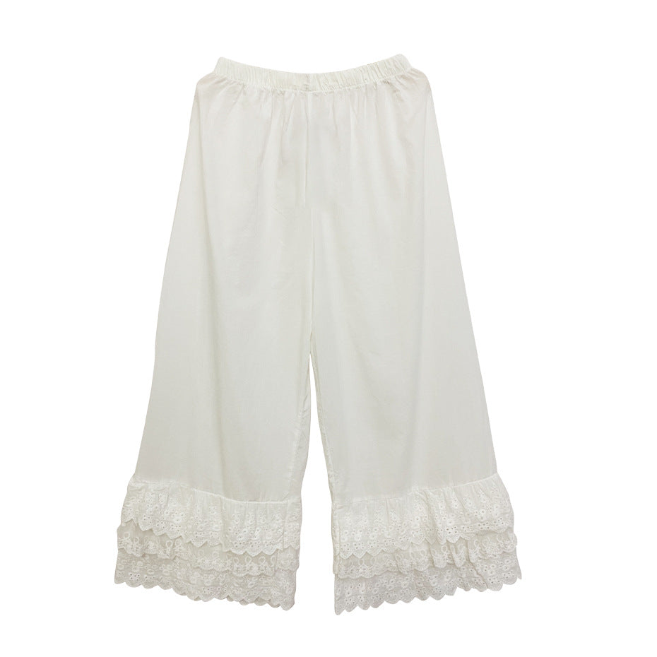 Elastic-Waist Solid Color Cotton-Linen Cropped Pants - Image 5