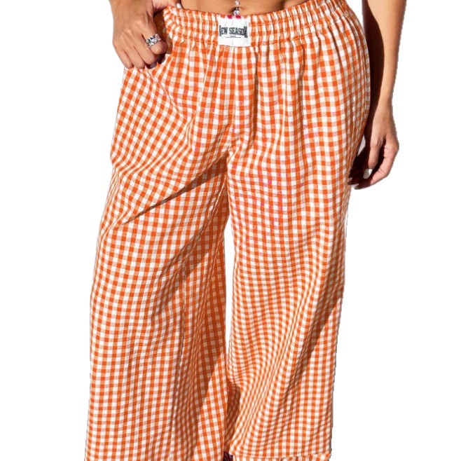 New Style Cotton Plaid Loose Casual Pants With Pockets - Image 3