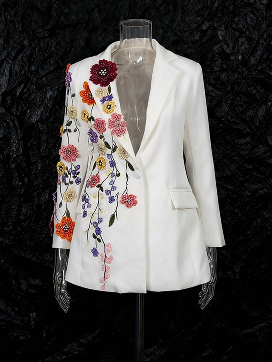 Elegant Three-dimensional Floral Embroidered Blazers - Image 4