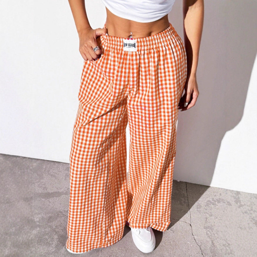 New Style Cotton Plaid Loose Casual Pants With Pockets - Image 2